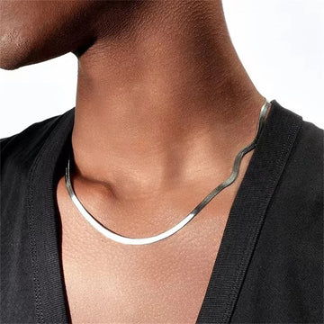 AIDASE  -  4mm Titanium Steel Flat Snake Chain Necklace For Men Women Hip Hop Party Jewelry Accessories Basic Chain Necklace aidase-shop